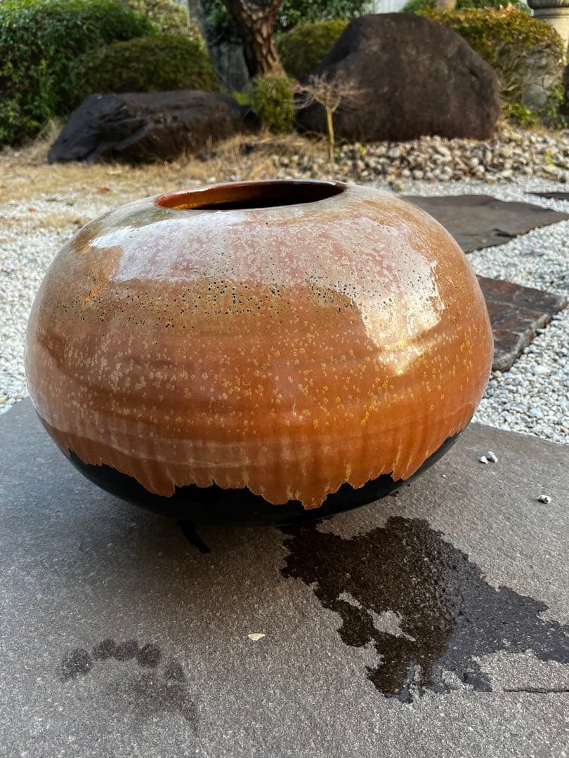 小石原焼　ヤマイチ窯 梶原藤徳作　大きめの花器　壺　置物