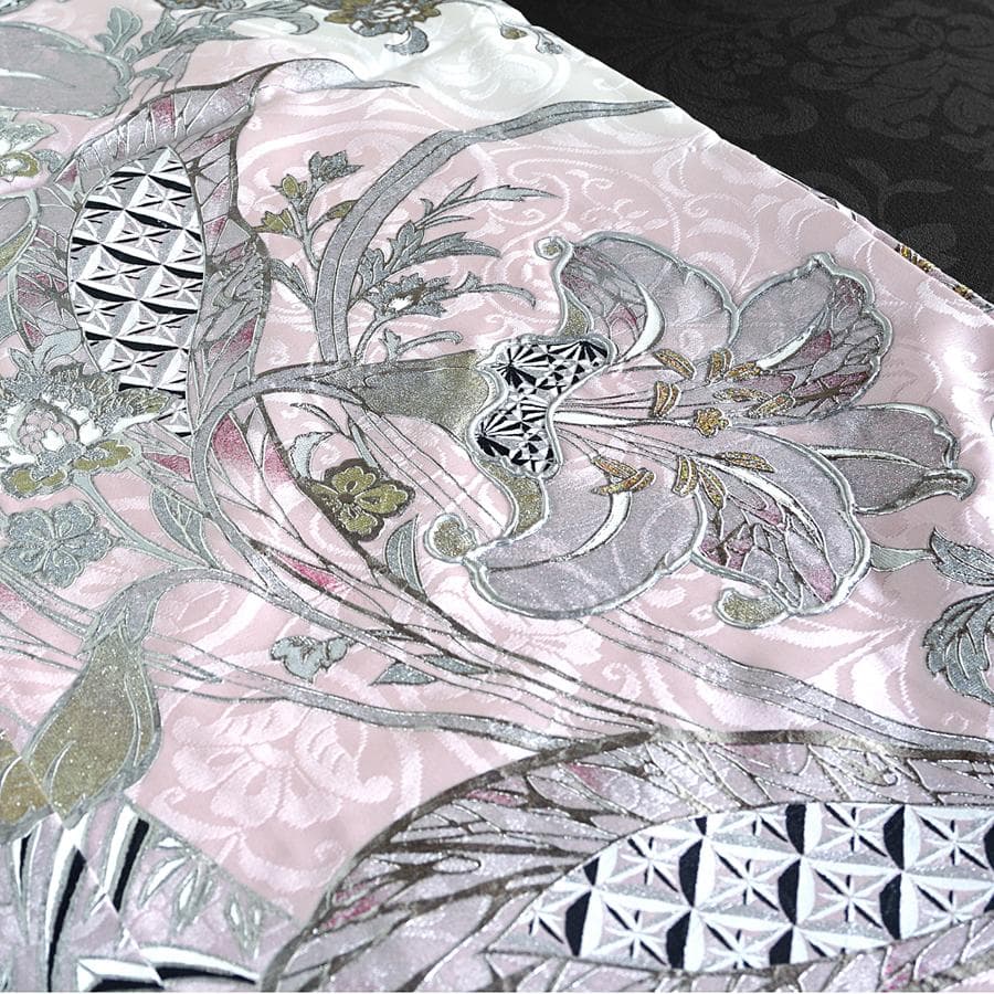 専用　ご予約商品　振袖　関芳　百合　銀彩　ホワイト　ピンク　未仕立て　仮絵羽