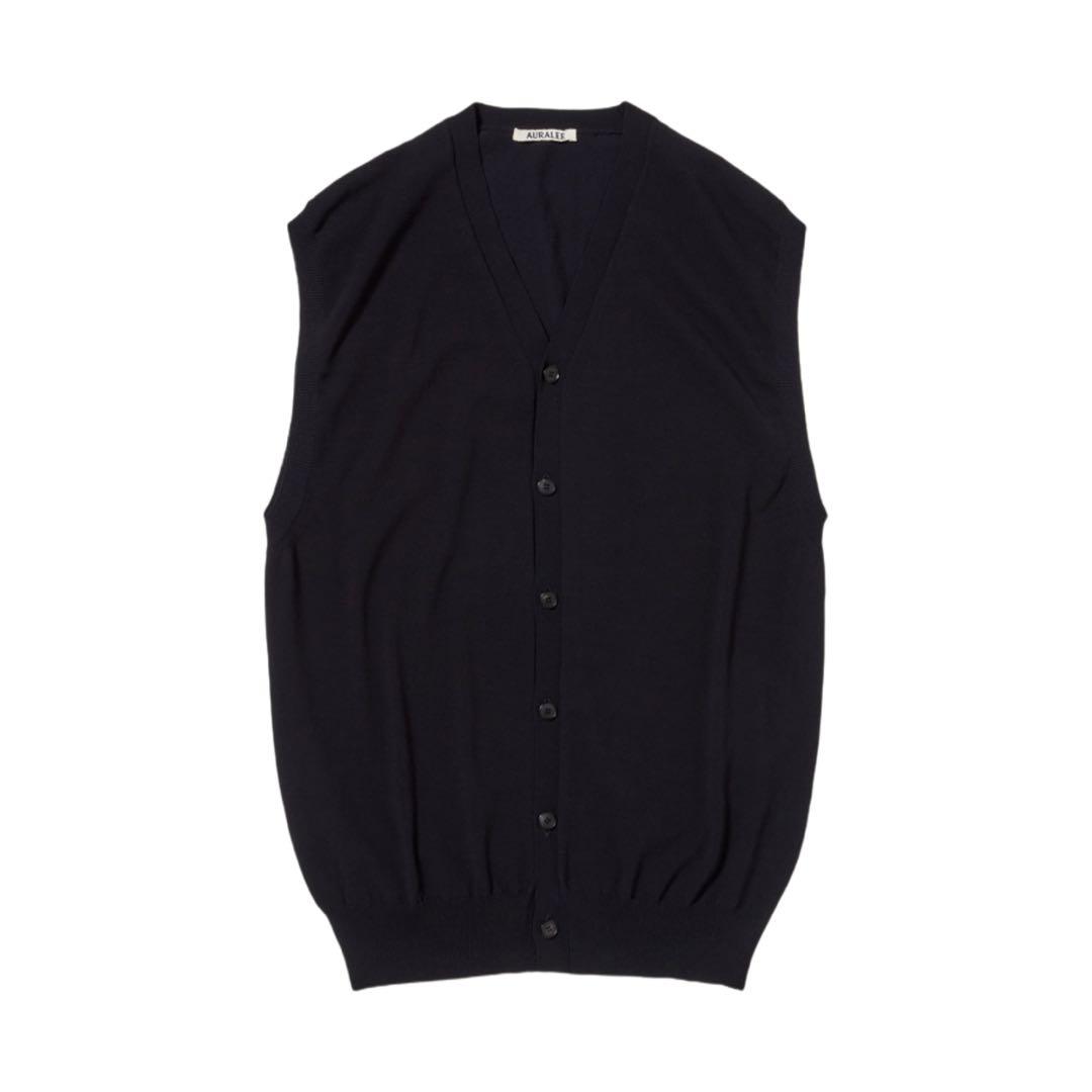 トップス AURALEE SUPER HARD TWIST V-NECK VEST