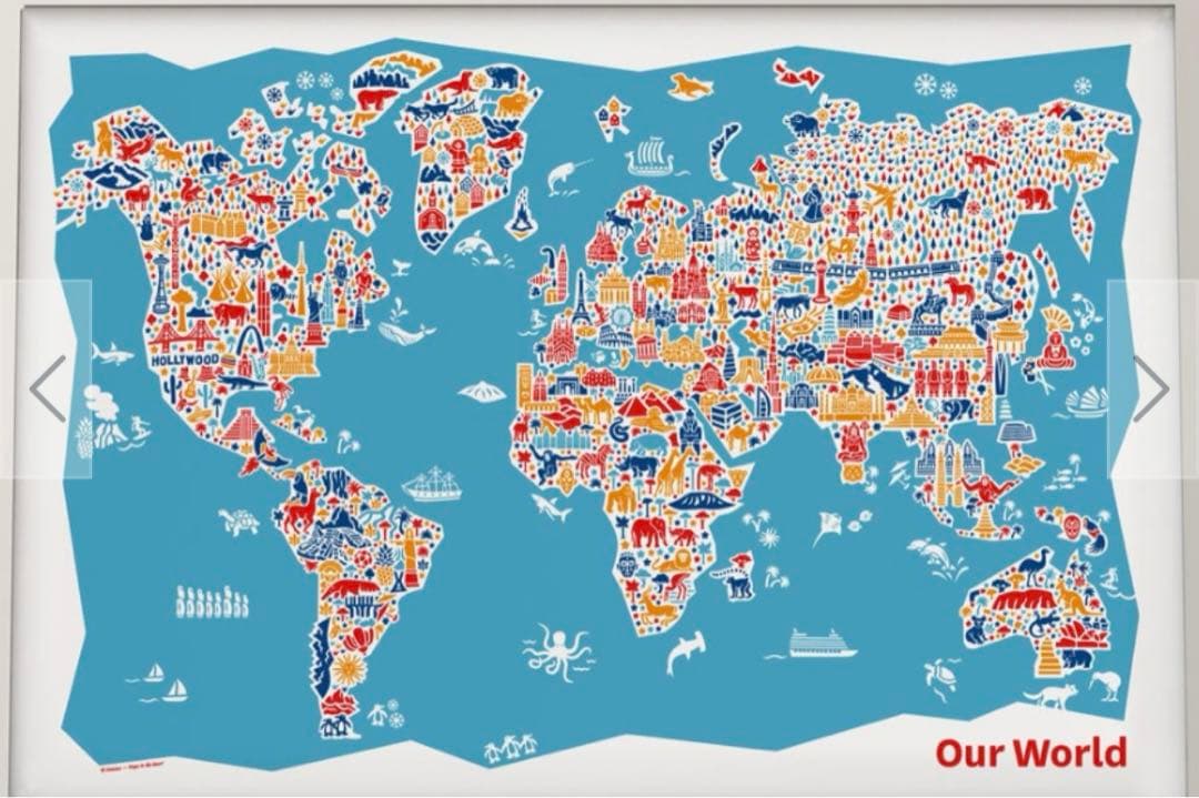 vianina ワールドマップ　ポスター　50cm x 70cm