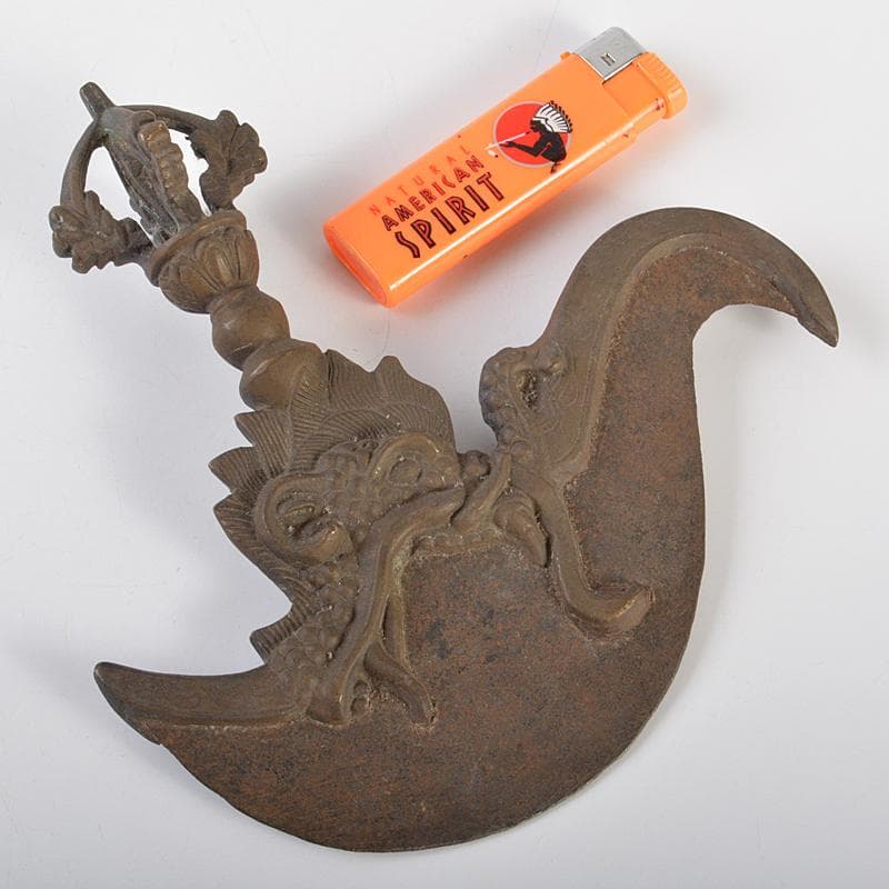 チベット密教法具　古銅　カルティカ　カルタリ　曲刀　斧　M　R7285