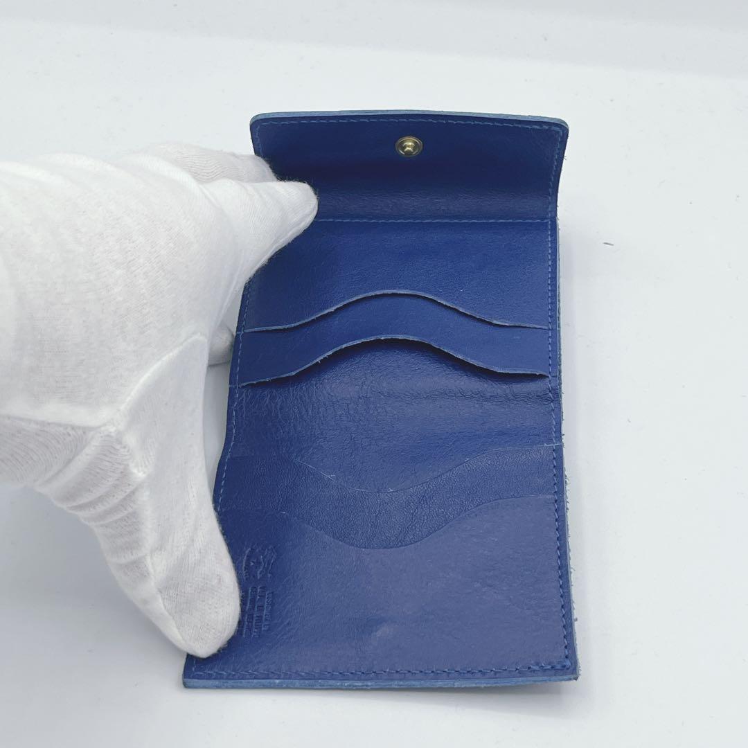 現行極美品　イルビゾンテ 二つ折り財布 レザー ブルー コンパクトウォレット