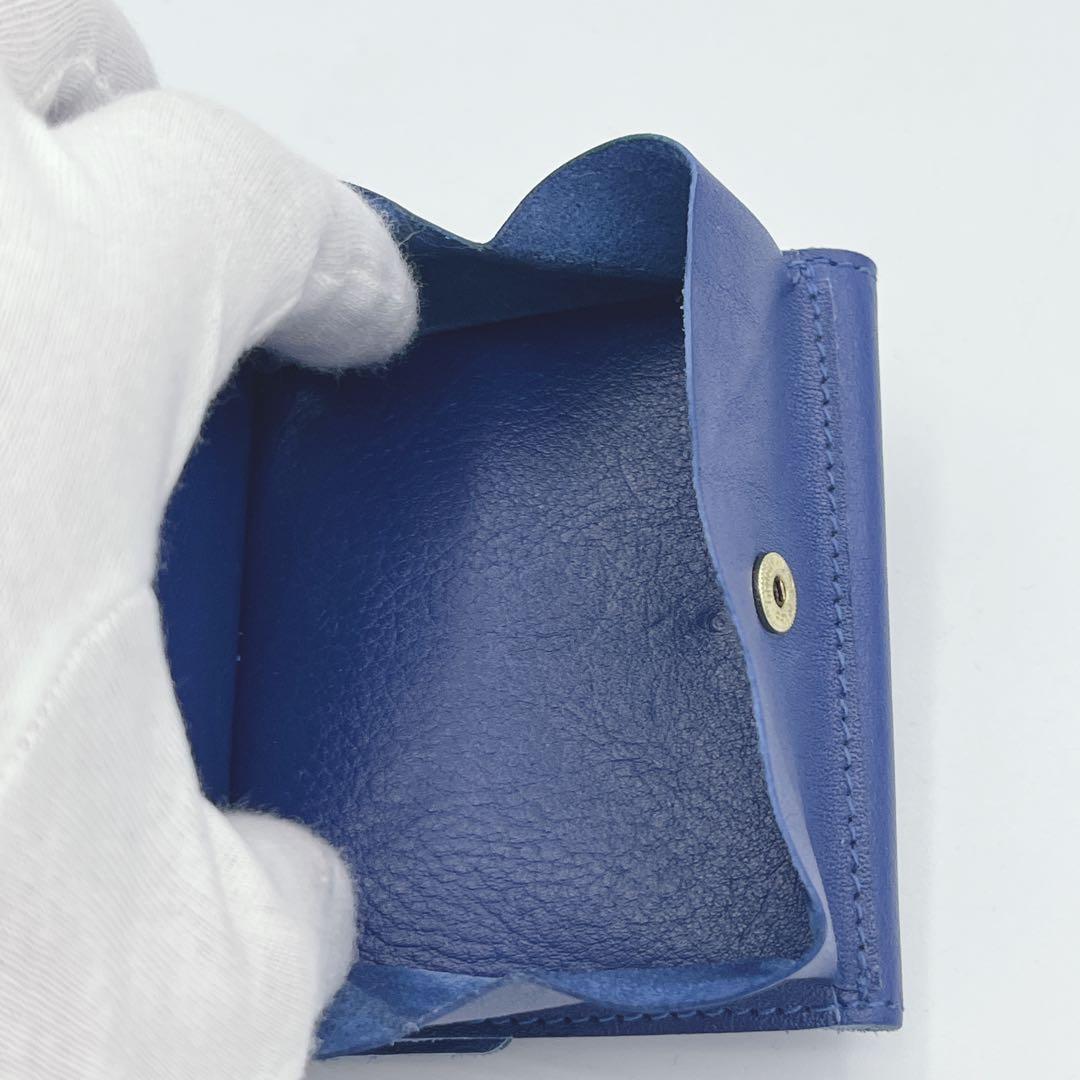 現行極美品　イルビゾンテ 二つ折り財布 レザー ブルー コンパクトウォレット