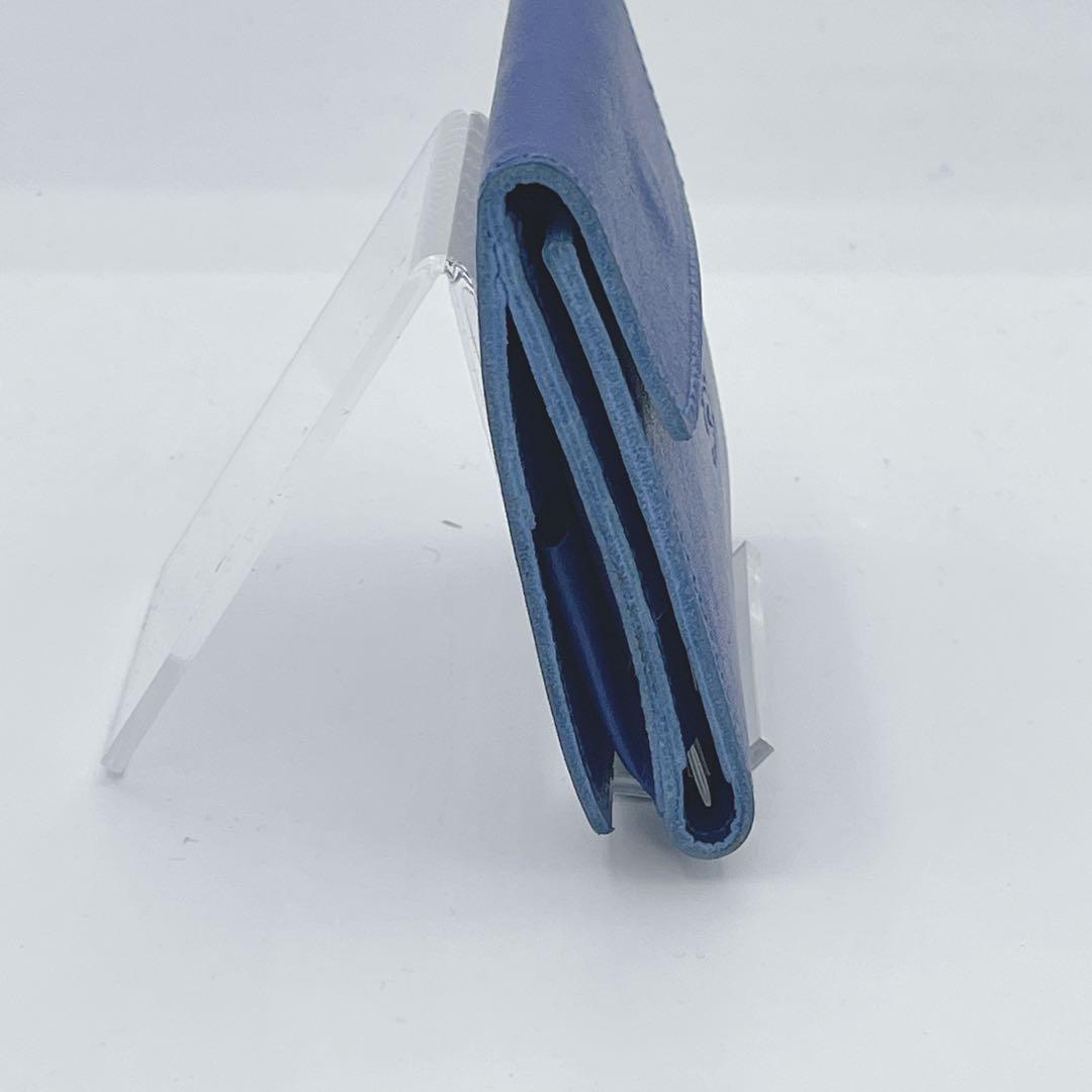 現行極美品　イルビゾンテ 二つ折り財布 レザー ブルー コンパクトウォレット