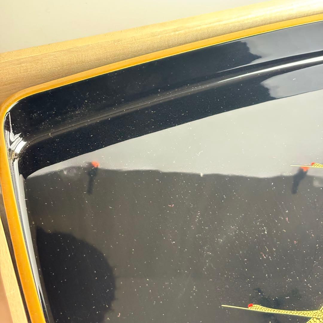 越前塗 冨田立山 廣蓋 高級漆器 共箱 天然木 漆塗 溜塗 蒔絵 金蒔絵 角盆