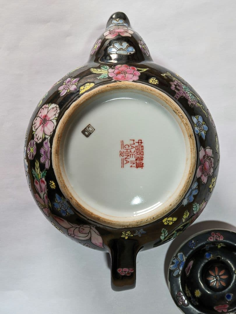 ♦中国古玩 花埋め図 景徳鎮窯 輸出用CHINA 茶道具 急須 古美術 骨董品