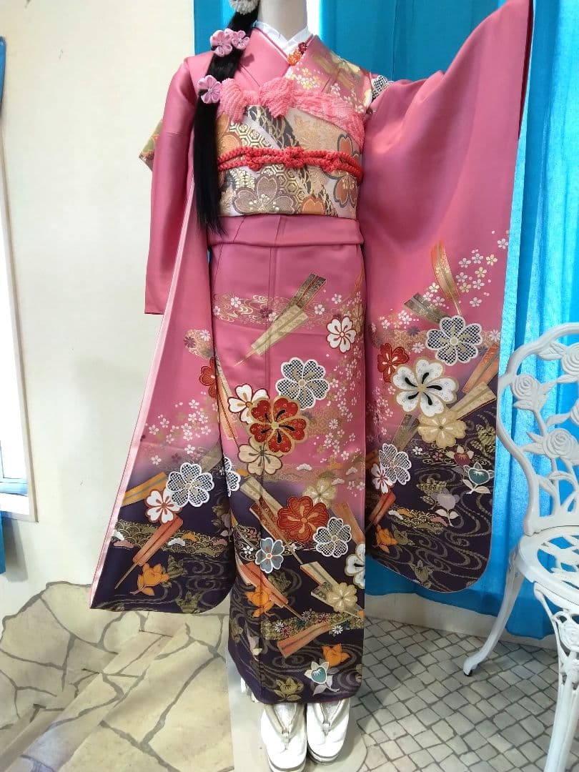 振袖フルセット、正絹振袖、成人式、重ね衿、帯揚げ帯締め、西陣袋帯、長襦袢