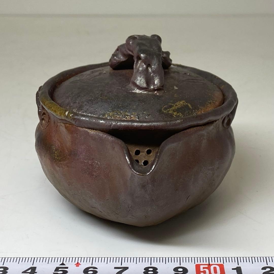 木村春芳 備前焼 手捻り宝瓶 共箱 h7cm 東キ8-0121☆2F