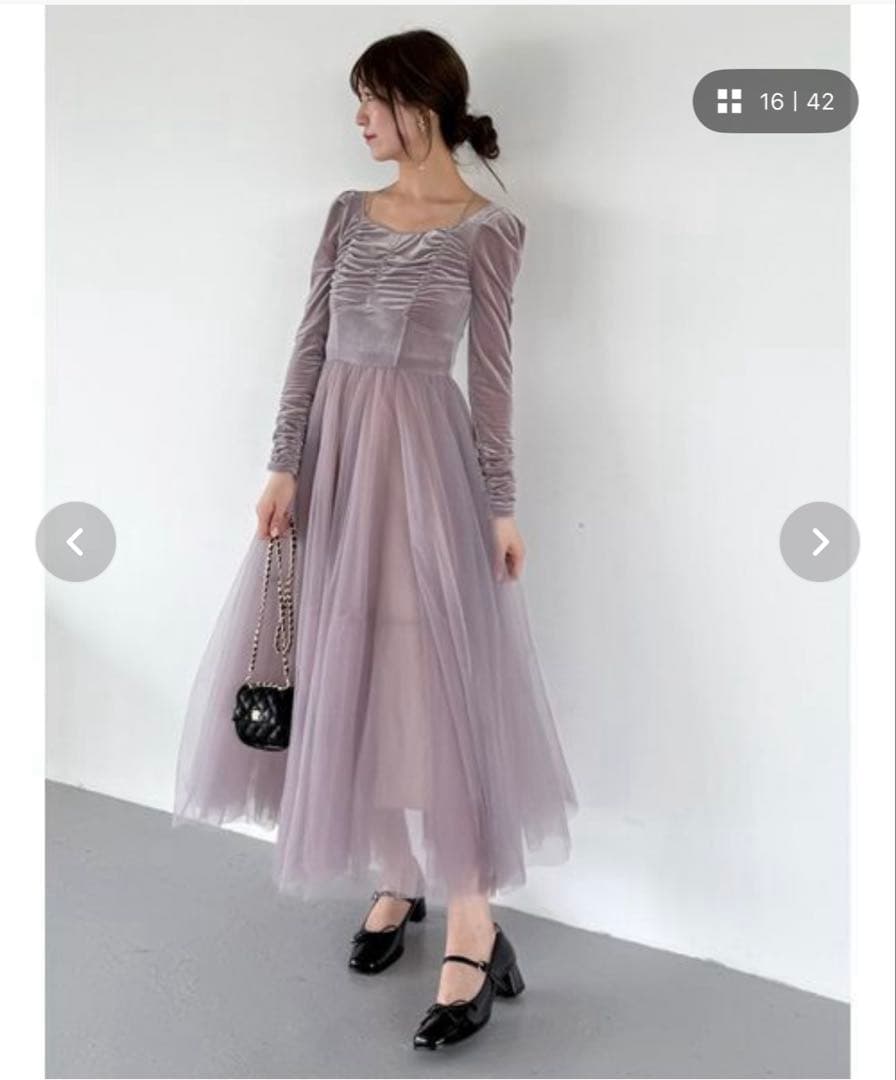 SNIDEL【Chacott】ベロア×チュールワンピース