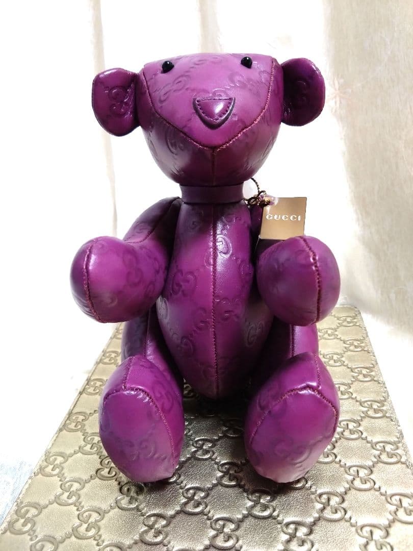GUCCI　グッチGGシマ オール レザー　テディベア　ぬいぐるみ