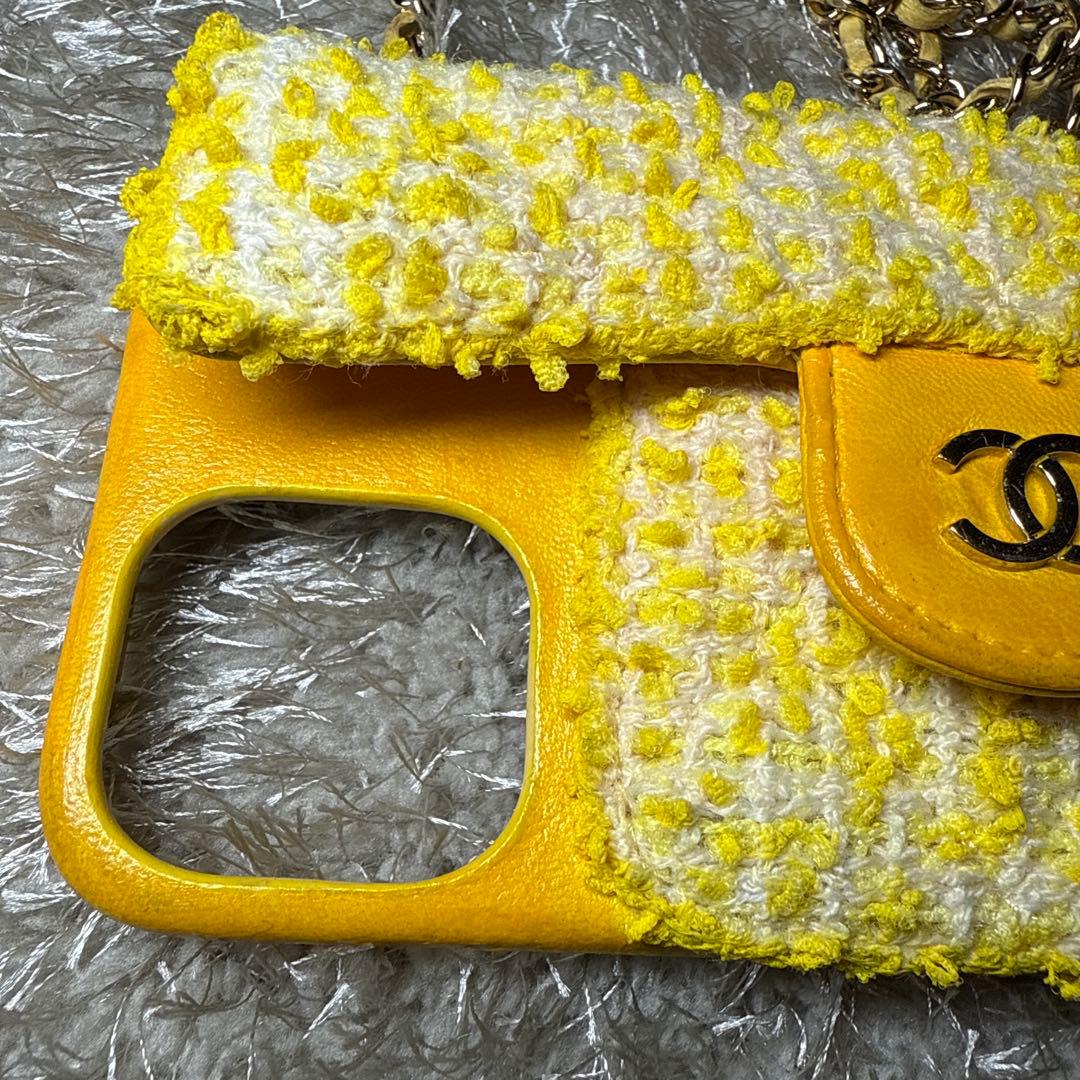 CHANEL イエロー ツイード iPhone12ケース
