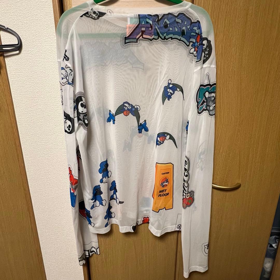 トップス BODYSONG. LSTEE/MESH/FLOCKING/ATOZ WHITE