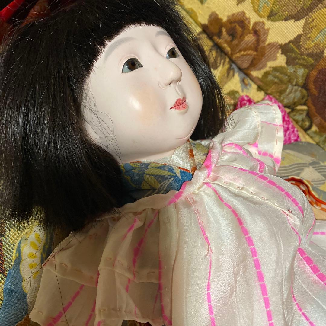 古い市松人形　１２号　４２ｃｍ　昭和初期　色白細面べっぴんさん