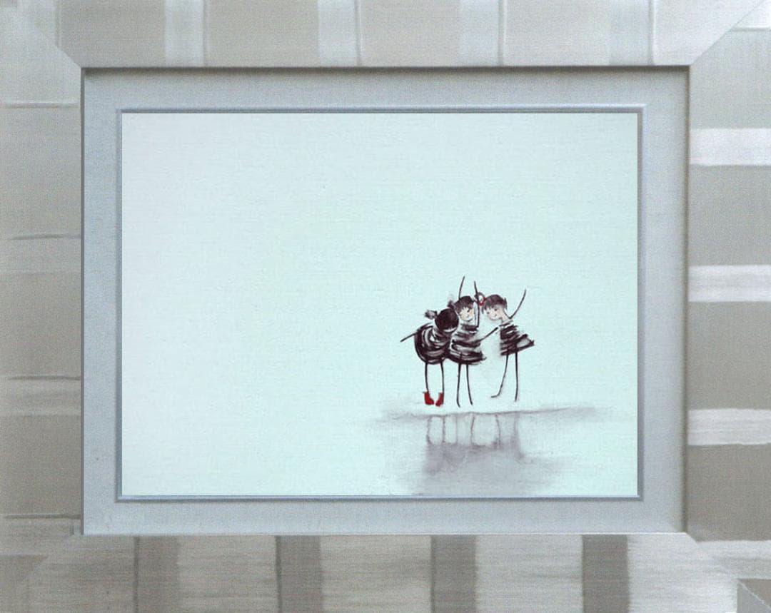 油絵 菅家令子 絵 絵画インテリア額付(銀) F4-081514人物 可愛い子供