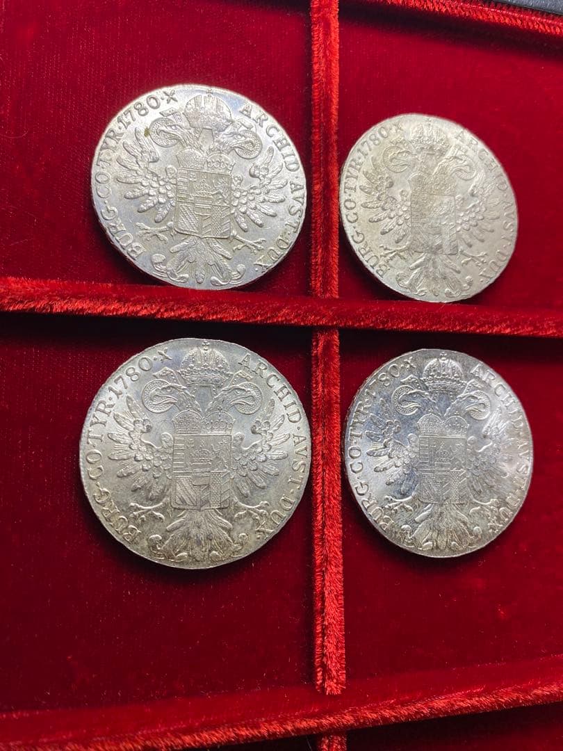 4枚セット！'1780年'オーストリア マリアテリジア リストライクターラー銀貨