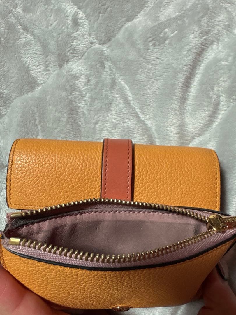 イエロー レザー 三つ折り財布