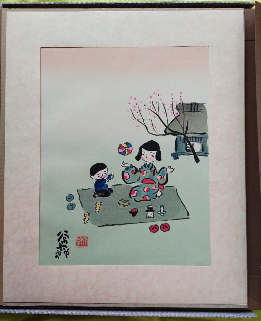 谷内六郎の四季版画 大日本絵画巧芸美術株式会社 大判の木版画４枚 専用額付き