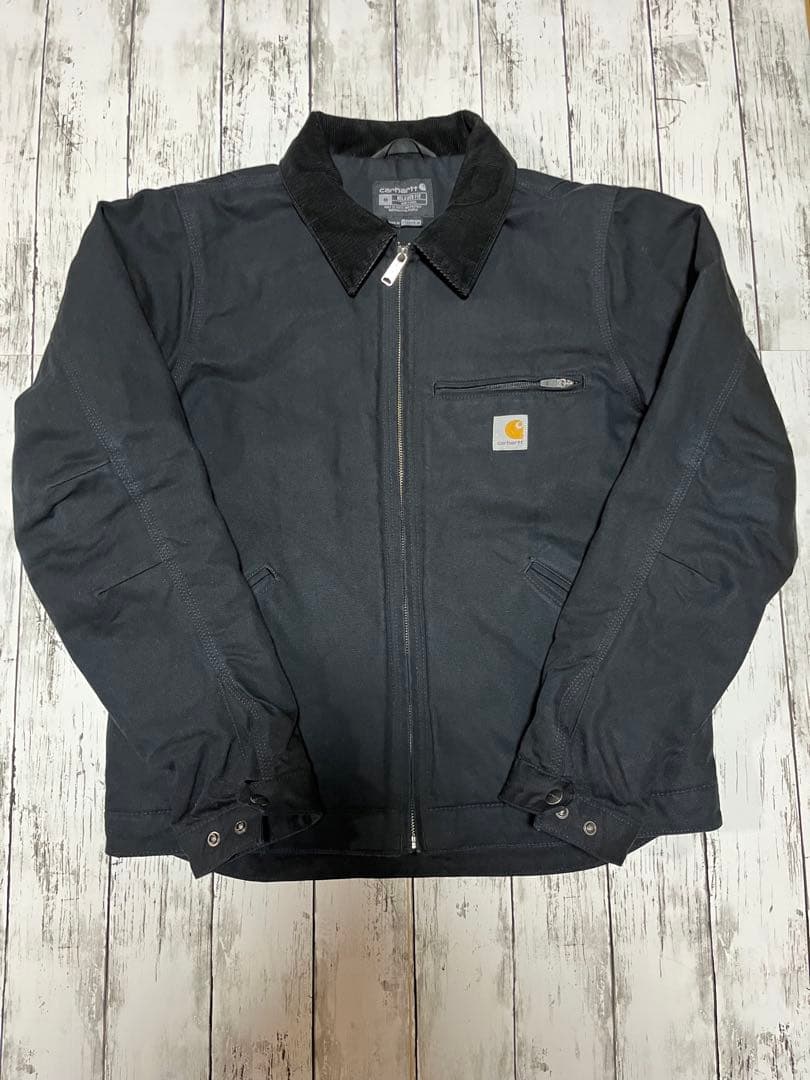 早い者勝ち ブラック デトロイトジャケット ダック地 M カーハート