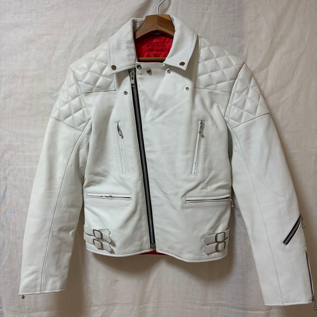 ロンジャン　パテッドライダース　レッドキルティング　白