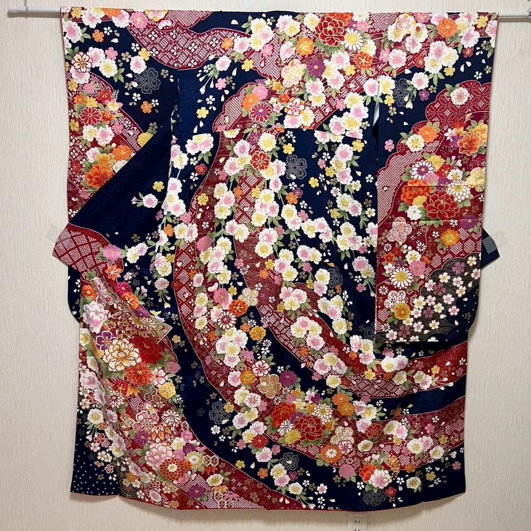 KJ2524 振袖 身丈165cm 正絹 着物 成人式 トールサイズ