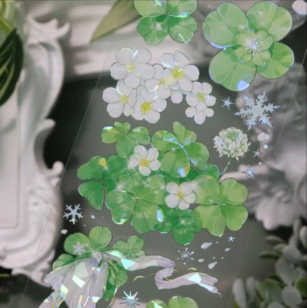 海外マスキングテープ巻売り 四叶草的来信 クローバー 人物マスキングテープ