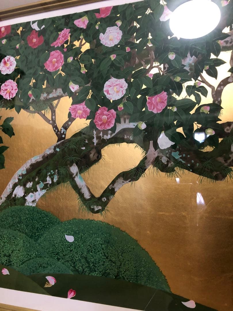 日本画家森田りえ子大型！版画柊野五色椿Japanシルクスクリーン限定直筆サイン