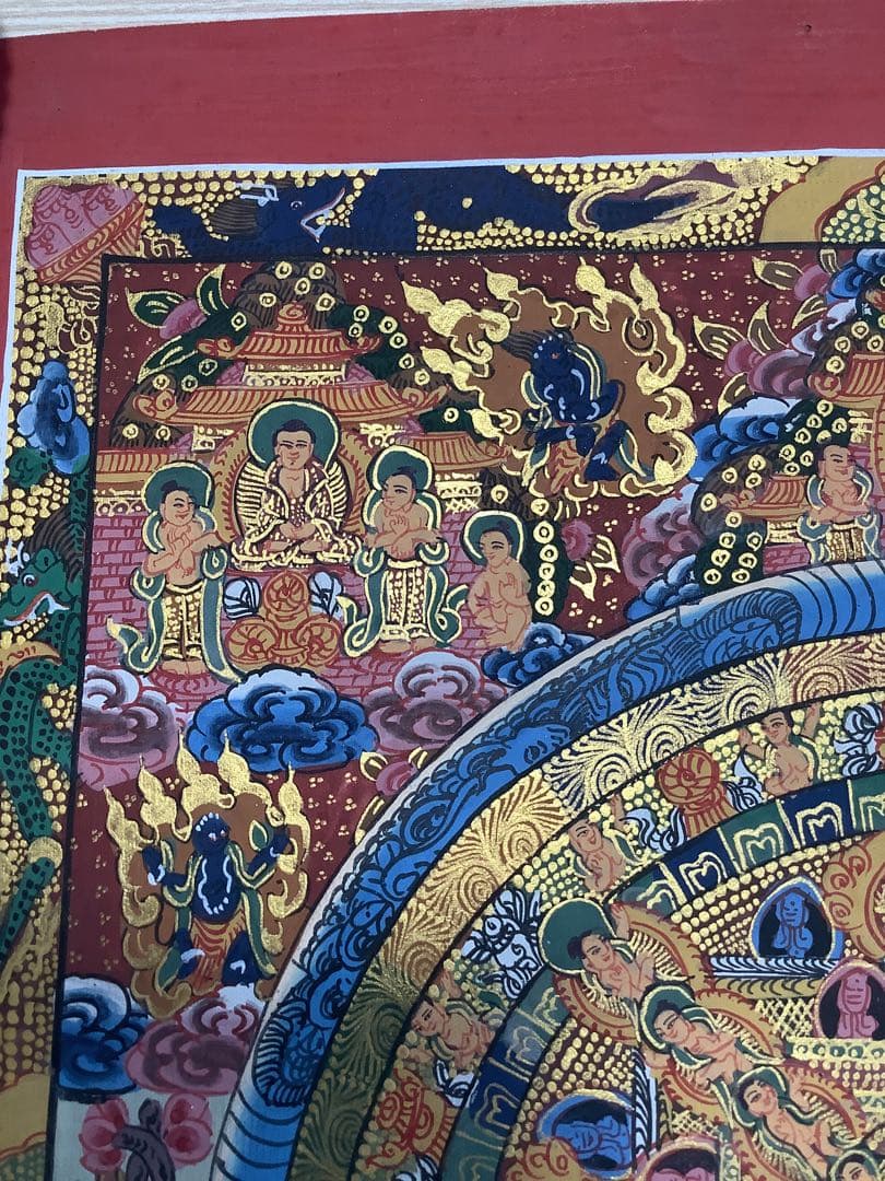 《 チベット密教　新品　1点物 》 手描き　タンカ　曼荼羅　マンダラ　48