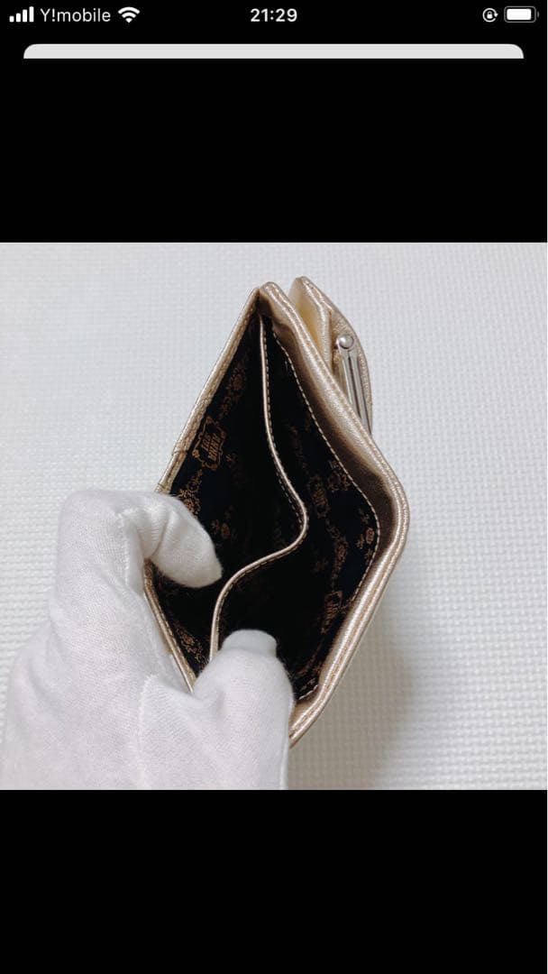 未使用ANNA SUIアナスイ　レザーがま口二つ折り財布　ルシィ　ゴールド