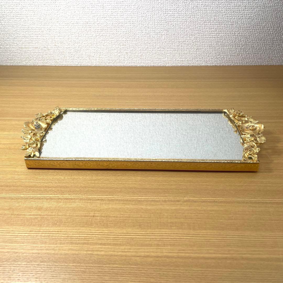 ヴィクトリアンミラートレイ アンティーク調 ジュエリーホルダー 鏡 小物皿