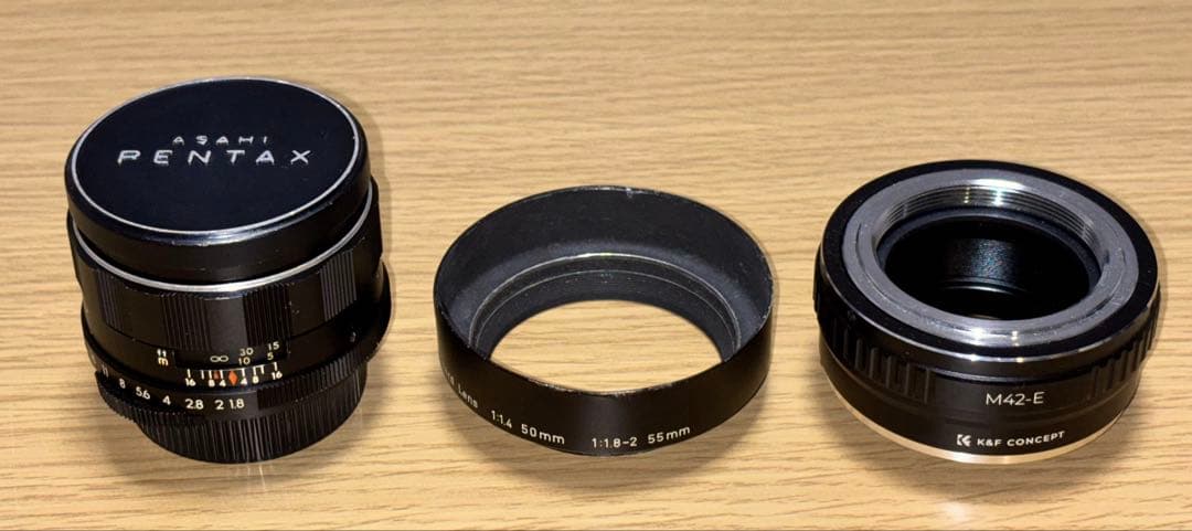 【値下げ】前期型 スーパータクマー F1.8/55 完動品 Eマウント変換付き