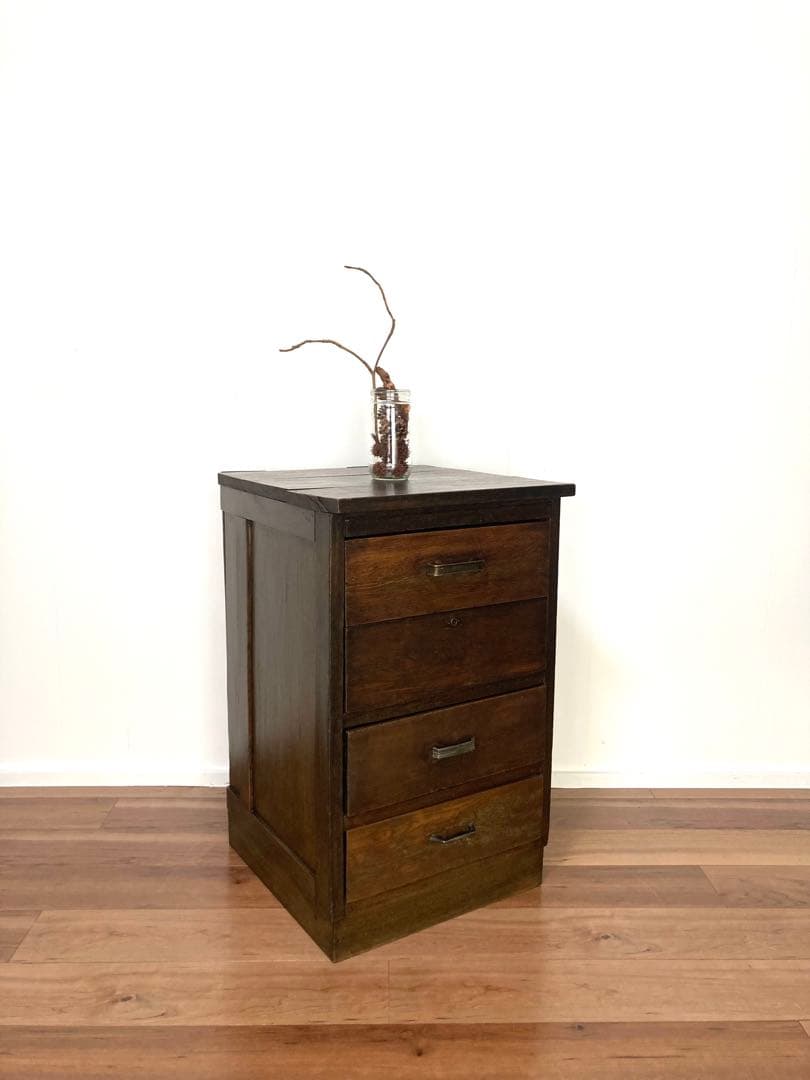 【メンテ済み】味のあるアンティークの木製引出し　 ベッドサイドテーブル　工具入れ