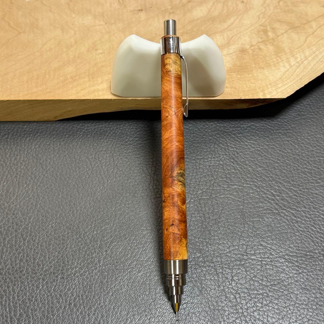 158花梨瘤　木製シャーペン　最強低重心　ステンレス