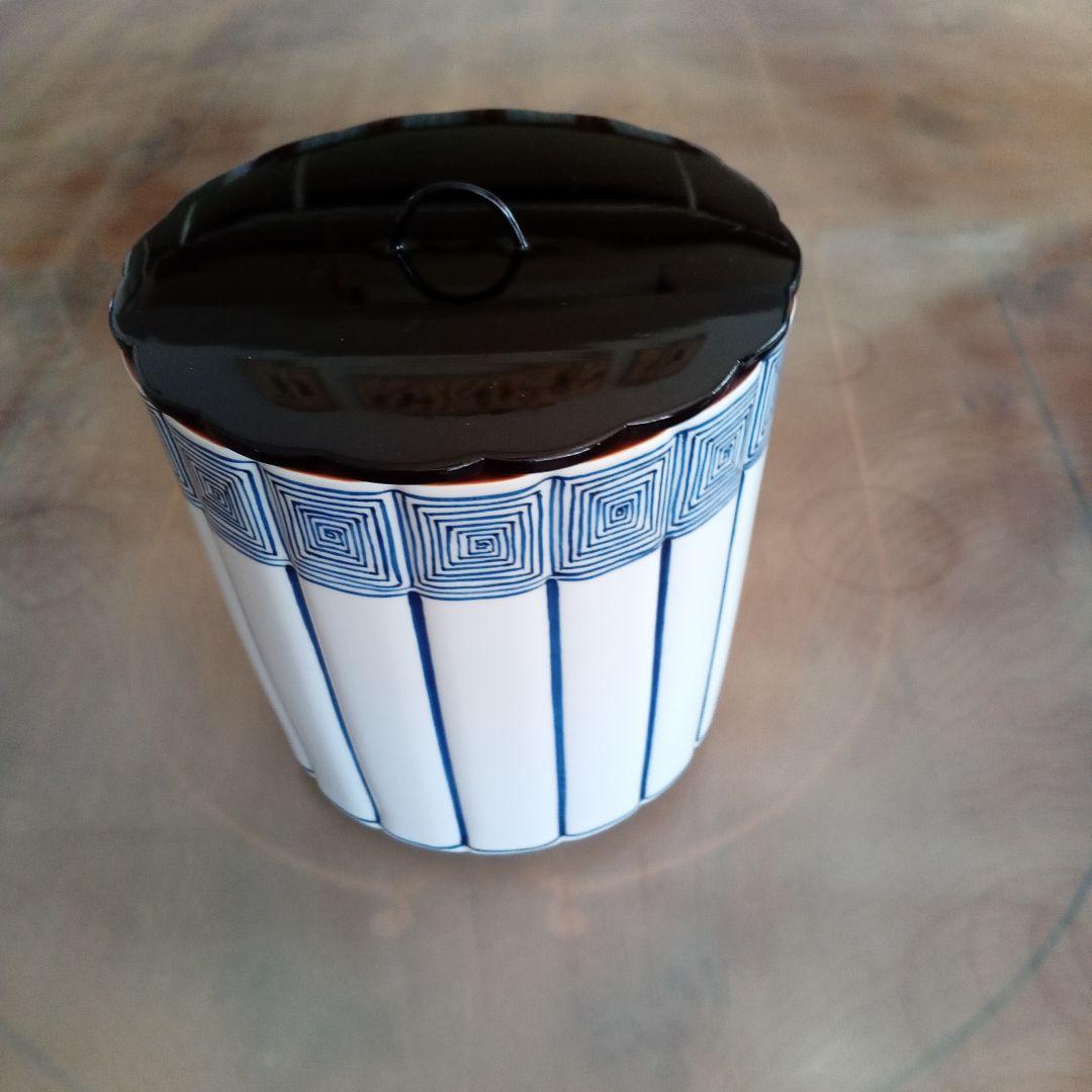 染付　桶川水指　西村徳泉