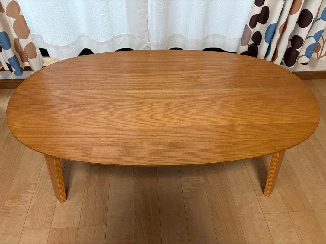 無印　木製楕円形　小　こたつテーブル(専用こたつ布団付き)