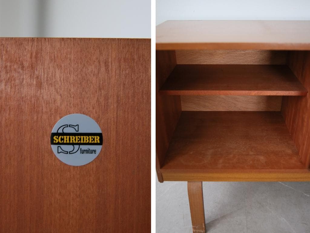英国アンティークSCHREiBER製サイドボード/木製机テレビ台(91-90)