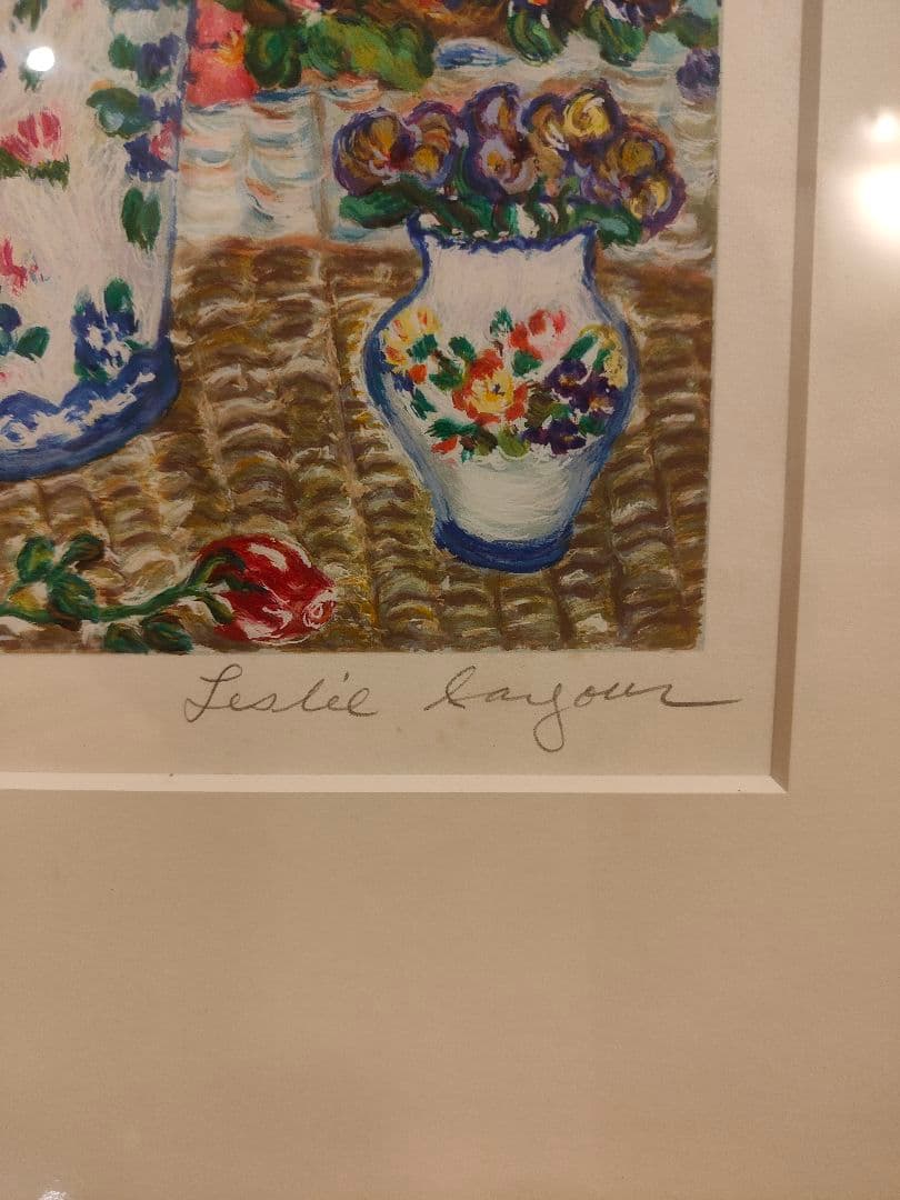 レスリーセイヤー サイン入り 四季 アンティークベイス シルクスクリーン　絵画