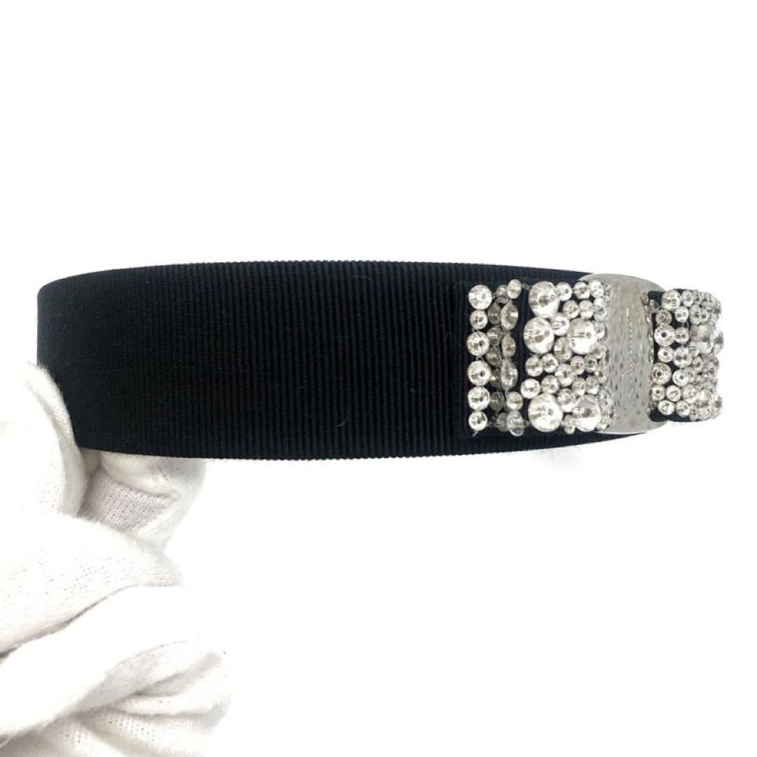 未使用級✨フェラガモ カチューシャ　ヴァラリボン　ビジュー ブラック