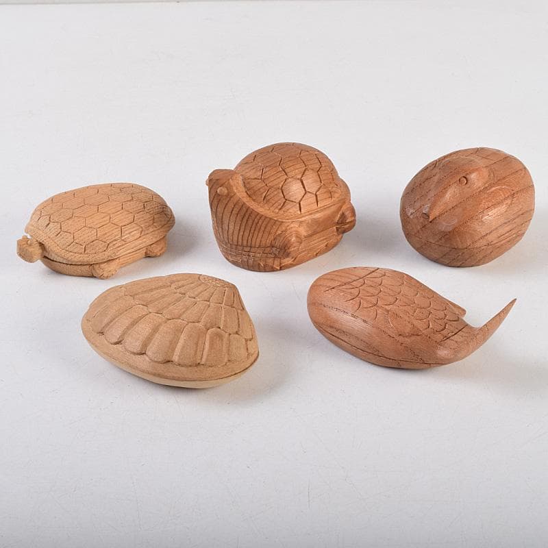 茶道具　木彫　亀香合　魚香合など　5点まとめて　V　R9240