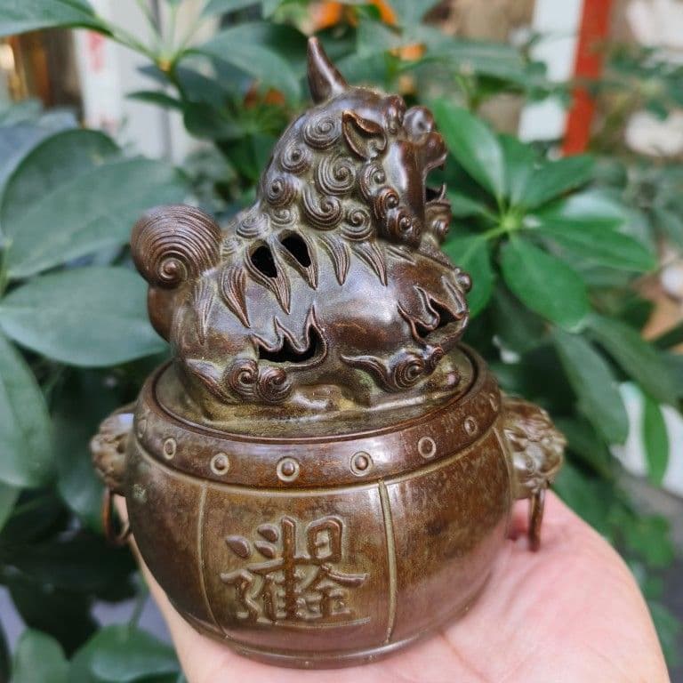 銅細工 香炉 招財進宝 薫香炉 置物 香道具 装飾品 工芸品 美術品