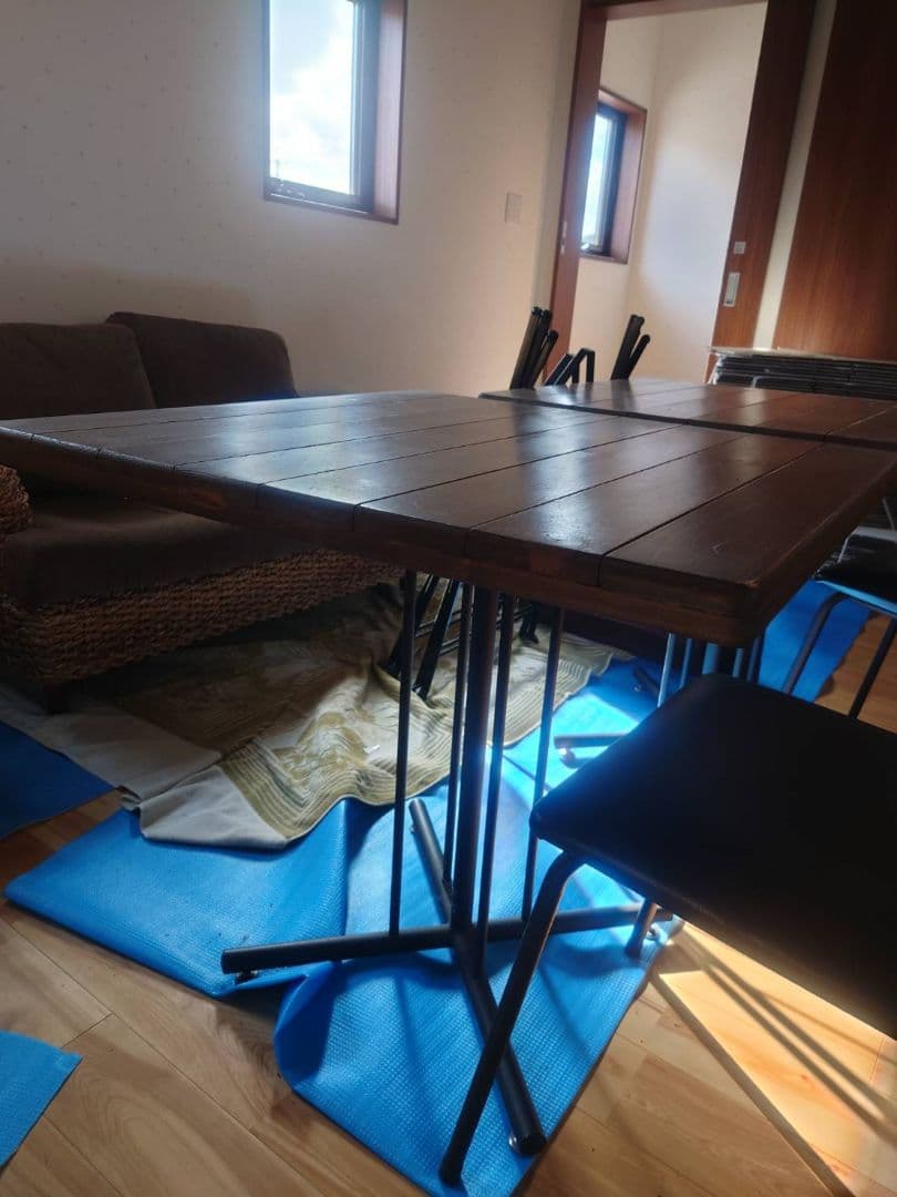 東馬 KeLT カフェテーブル パイン古材×スチールダークブラウン2個セット