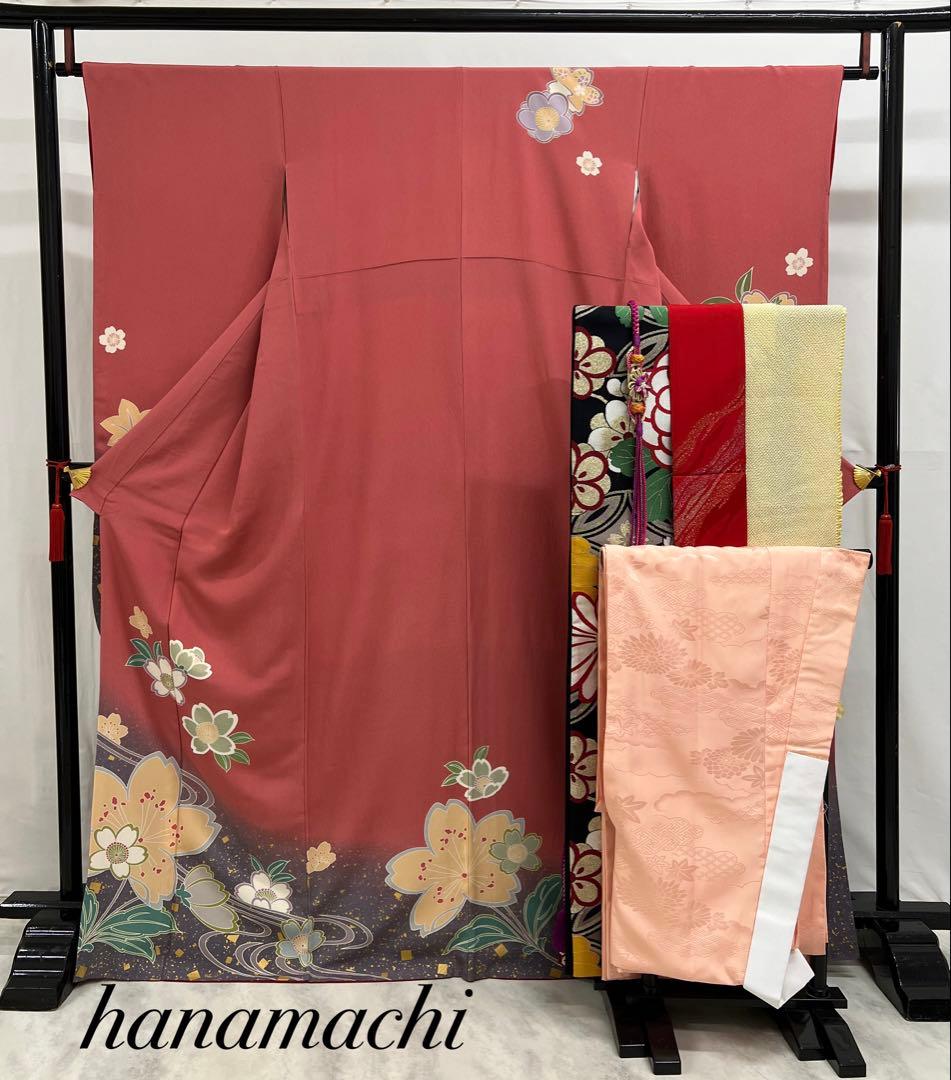 振り袖　フルセット　長襦袢付　成人式　振袖　パーティー　金彩加工　634
