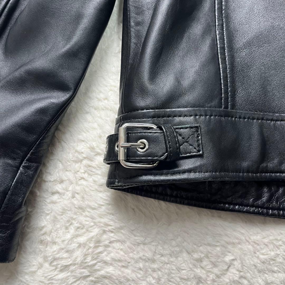キングスマンZARA ラムレザー　シングルライダースジャケット　黒　L