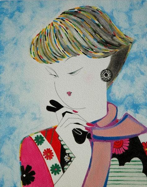 油絵 菅家令子 絵 絵画 インテリア F3-010311 人物 女性像