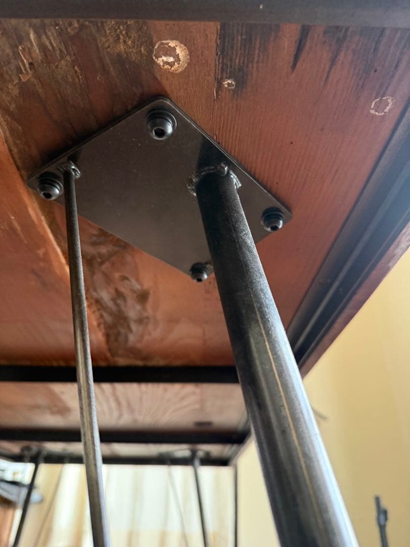 バーンウッド　古材　アンティーク　木製　ダイニングテーブル 金属脚付き