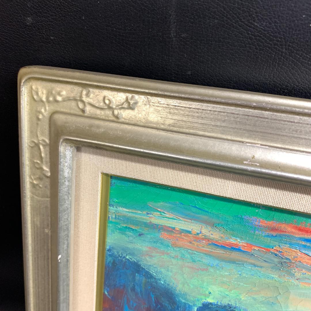 肉筆　大仏殿遠望　作者名　読めない　油絵　絵画　額装