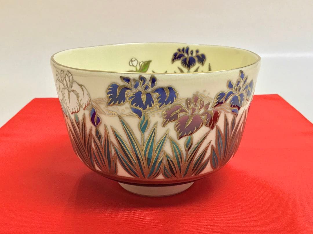 茶道具 杉田眞龍 茶碗 杜若 小判印 清閑寺窯 新品