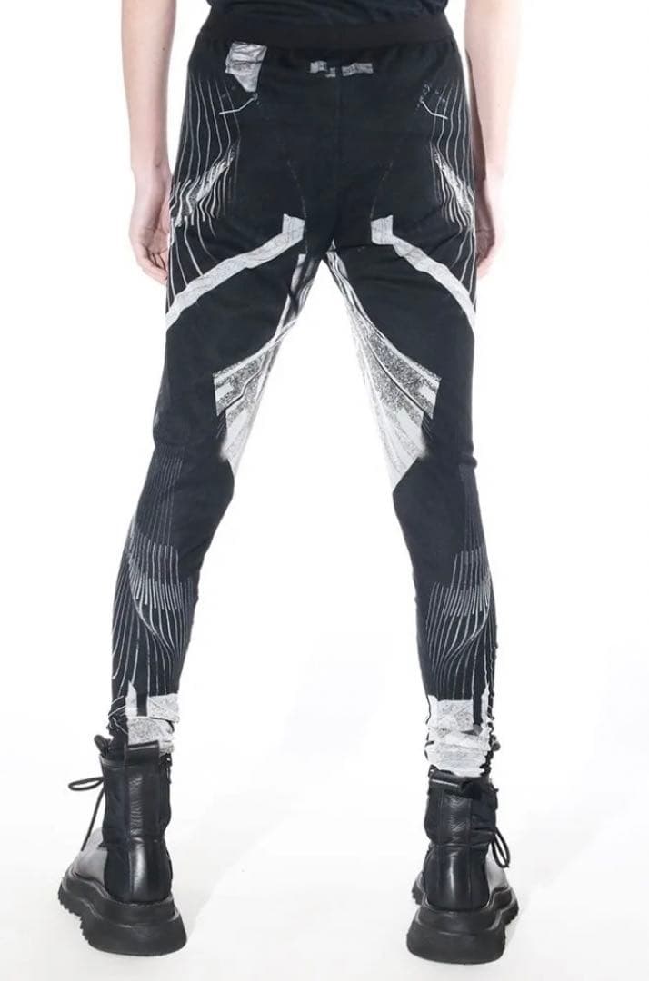 美品ユリウス 23SSコレクション プリント メッシュ レギンス パンツ0084