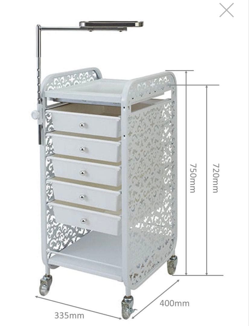 ホワイトオフィスワゴン 5引き出し