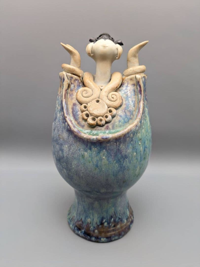 青芳人形 初代青芳 念ずれば花ひらく 砥部焼 置物 坂村真民 森本青芳