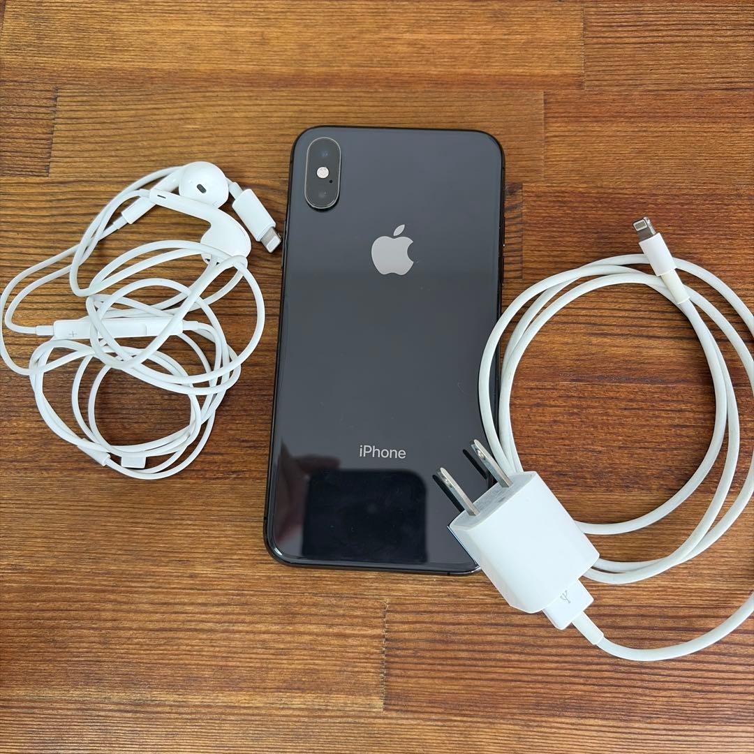 iPhone XS スペースグレ 64GB SIMフリー　純正充電器 イアフォン